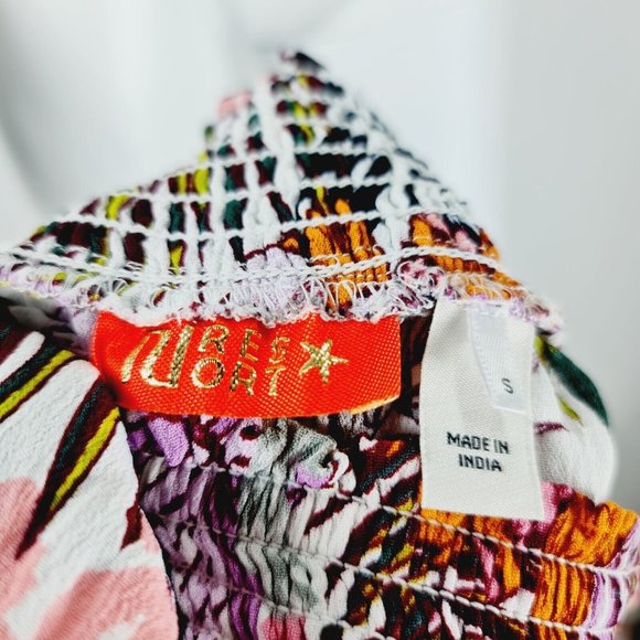 River Island Multicolour Floral Asymmetric Skirt Sz S Elastic Waist - Picture 4 of 6